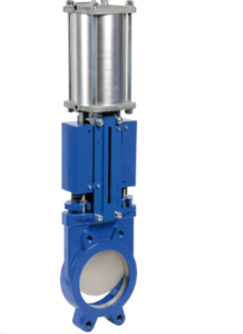 Zasuwa nożowa S-GATE™ 170 DN500 SECTORIEL – żeliwo + stal nierdzewna/NBR – z siłownikiem pneumatycznym