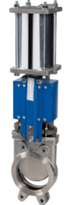 Zasuwa nożowa S-GATE 172 DN50 SECTORIEL z siłownikiem pneumatycznym, korpus nierdzewny, uszczelnienie EPDM 