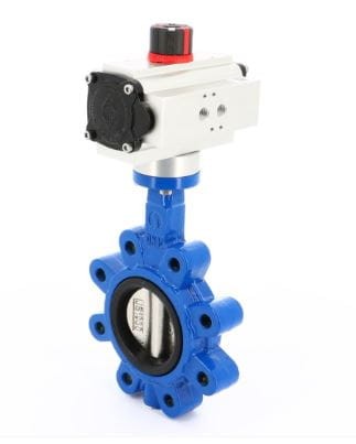 Przepustnica centryczna, motylkowa, międzykołnierzowa, z żeliwa szarego, SECTORIEL typ 1135, WAFER DN 80 z siłownikiem pneumatycznym jednostronnego działania ASR 80