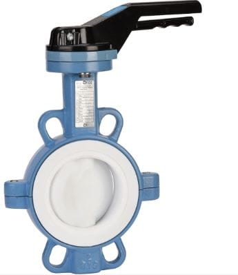 Przepustnica motylkowa typ Wafer DN250 PN16 do kołnierzy PN10/16 z dyskiem ze stali nierdzewnej z powłoką PTFE i  uszczelnieniem PTFE